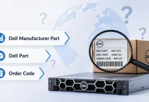 Co oznaczają Manufacturer Part, Dell Part i Order Code firmy Dell?