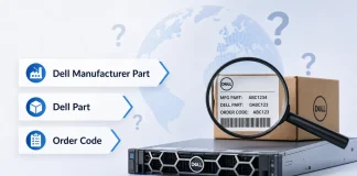 Co oznaczają Manufacturer Part, Dell Part i Order Code firmy Dell?