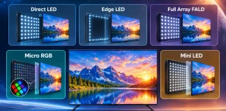 Wyjaśnienie rodzajów podświetlenia telewizorów, Direct LED, Edge LED, Full Array FALD, Micro RGB i Mini LED